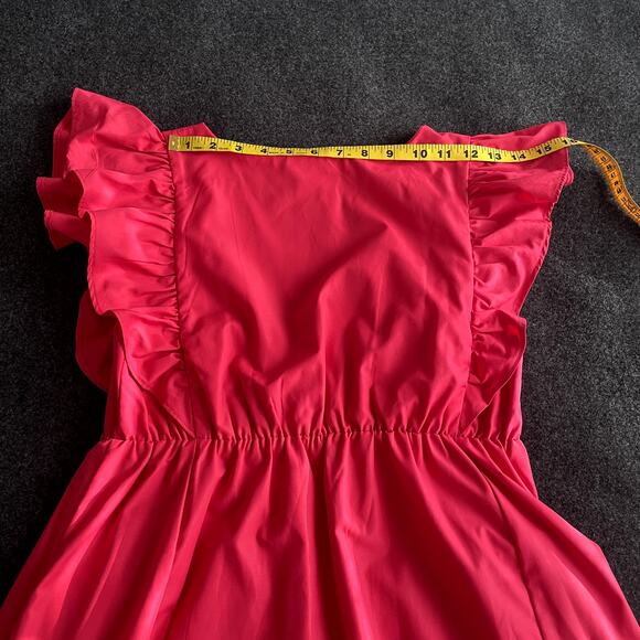 Abercrombie & Fitch Fluter Sleeve Tiered Dress M Pink - Picture 14 of 16